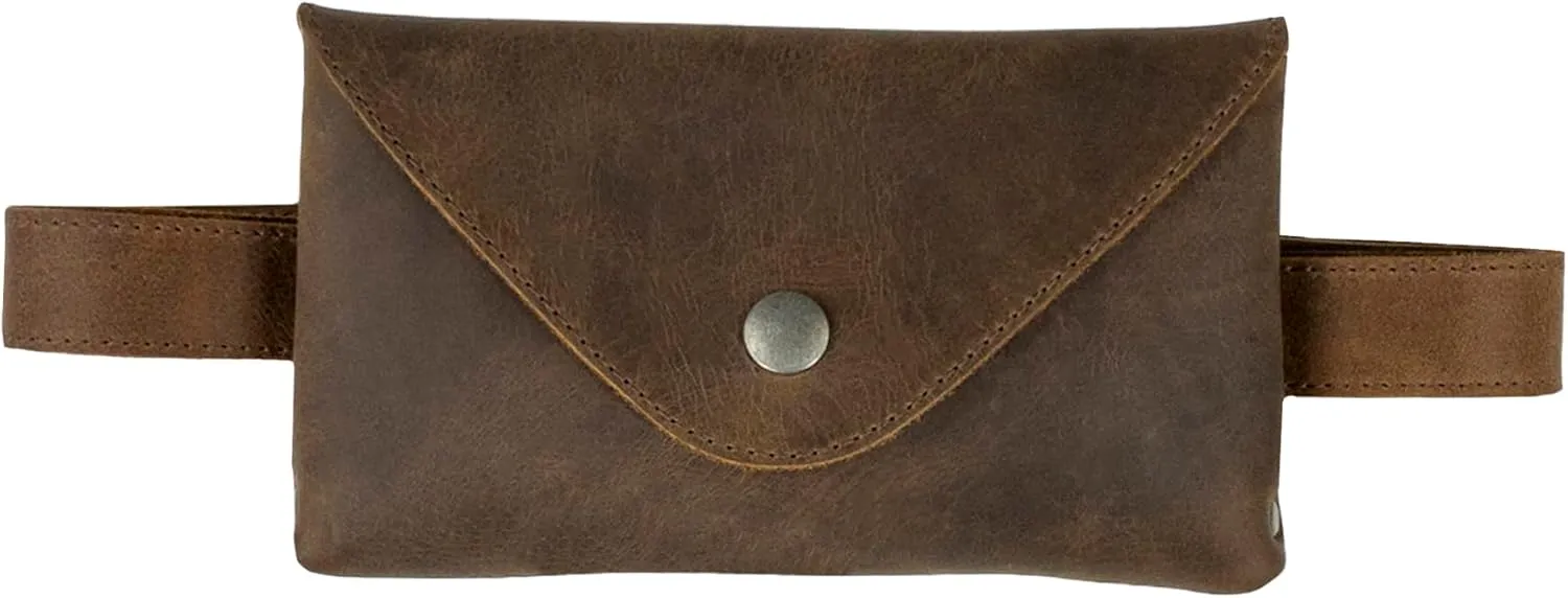 Hide & Drink, Waist Pouch, Fanny Pack, Medieval Bag, Vintage Purse, Phone Holder Cable Case, Easy Travel for Digital Nomads, Full Grain Leather, Handmade, Bourbon Brown