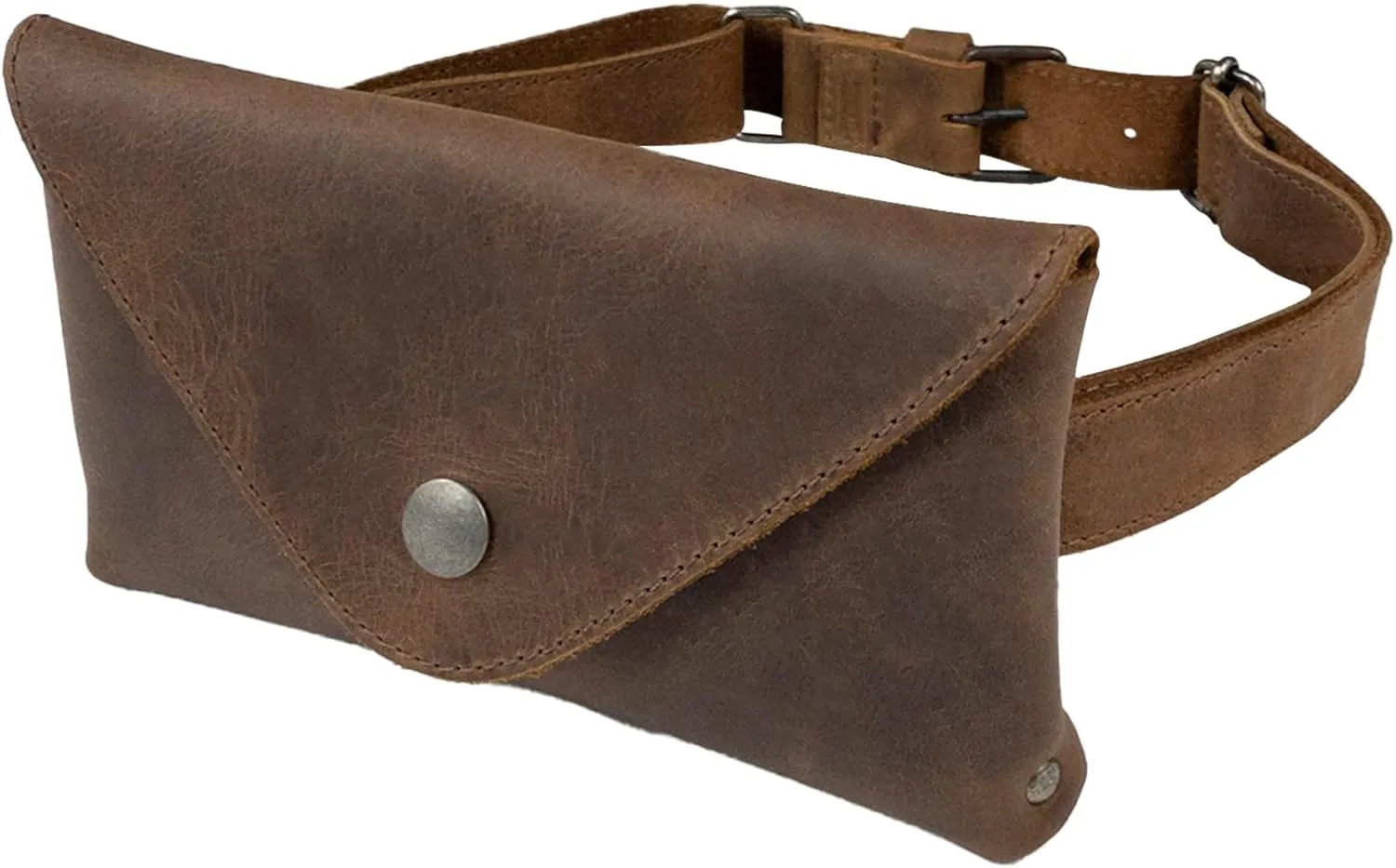 Hide & Drink, Waist Pouch, Fanny Pack, Medieval Bag, Vintage Purse, Phone Holder Cable Case, Easy Travel for Digital Nomads, Full Grain Leather, Handmade, Bourbon Brown