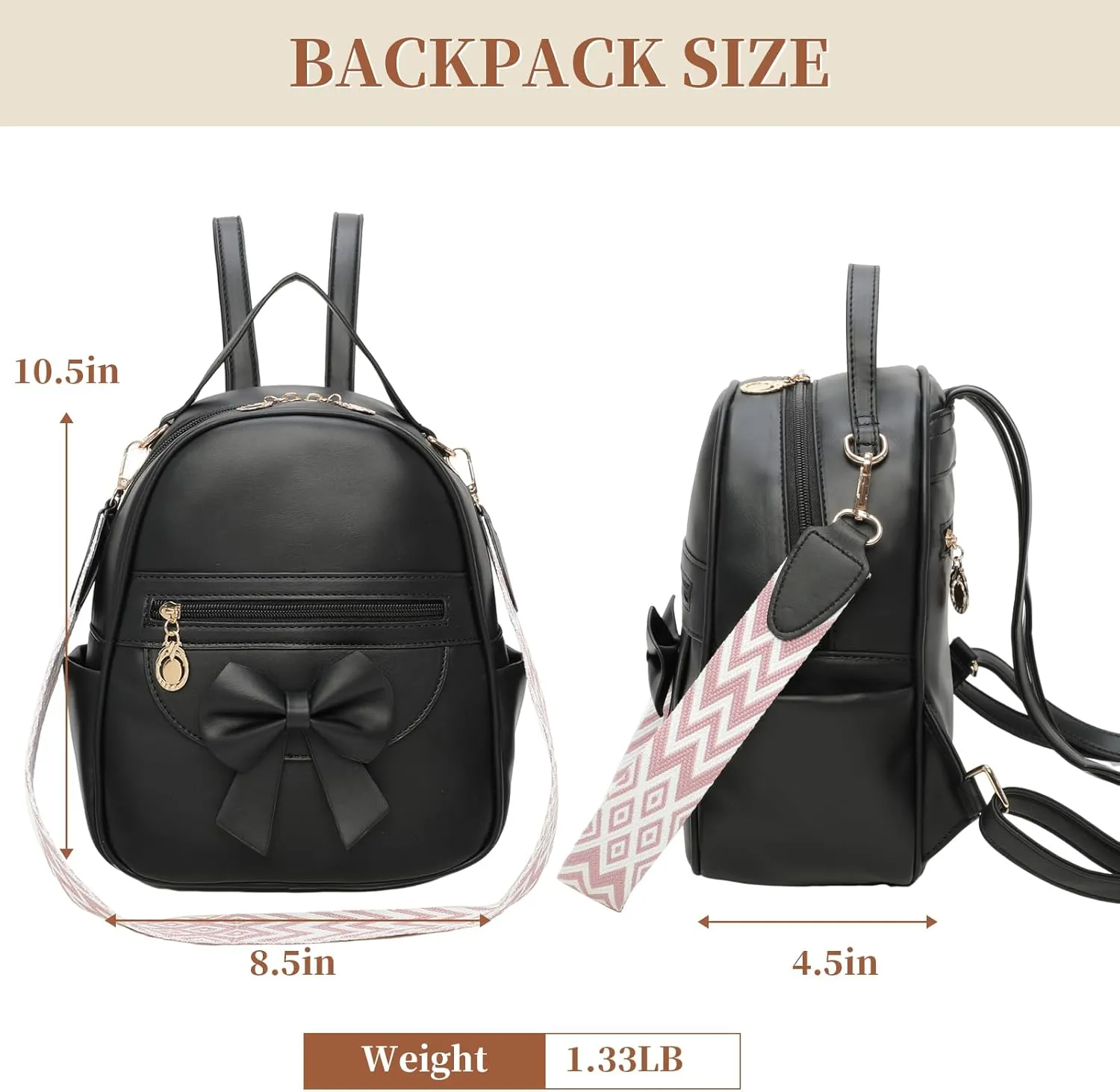 I IHAYNER Girls Mini Backpack Cute Bowknot Leather Backpack for Girls Designer Small Shoulder Bag Fashion Handbag for Women