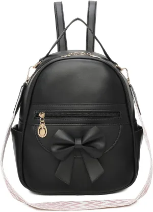I IHAYNER Girls Mini Backpack Cute Bowknot Leather Backpack for Girls Designer Small Shoulder Bag Fashion Handbag for Women