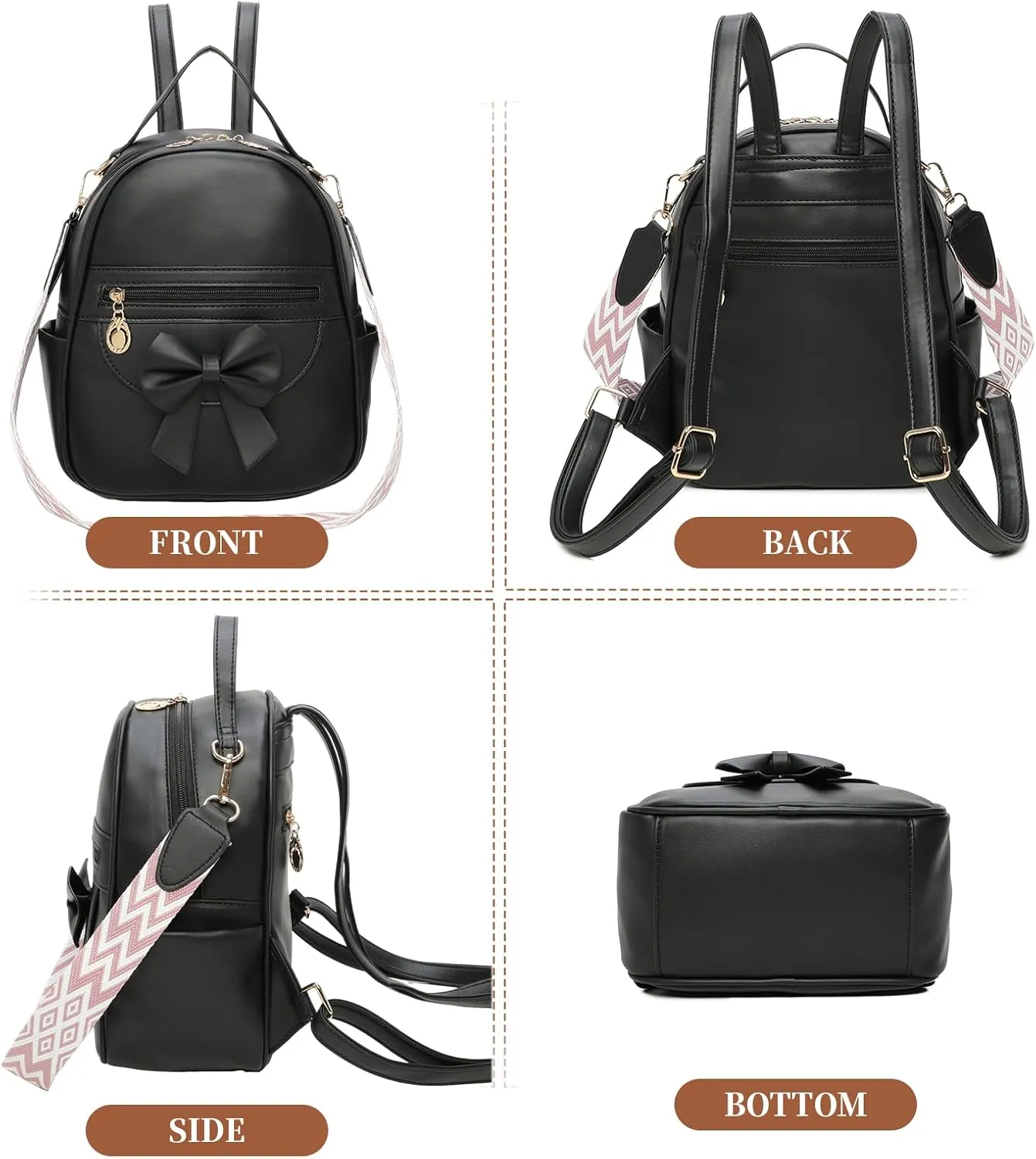 I IHAYNER Girls Mini Backpack Cute Bowknot Leather Backpack for Girls Designer Small Shoulder Bag Fashion Handbag for Women