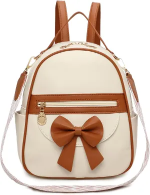 I IHAYNER Girls Mini Backpack Cute Bowknot Leather Backpack for Girls Designer Small Shoulder Bag Fashion Handbag for Women