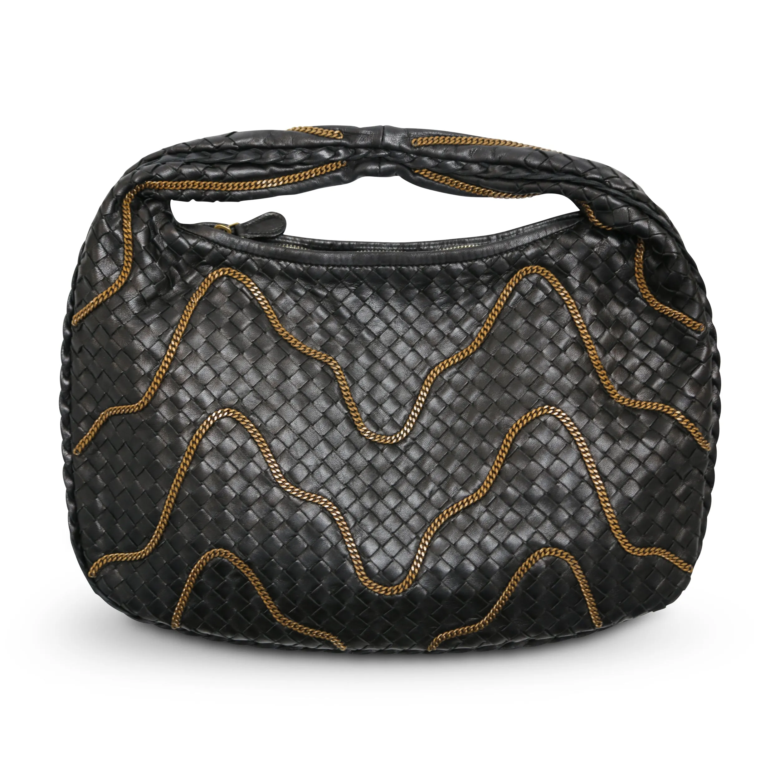 Intrecciato with chain Hobo Bag