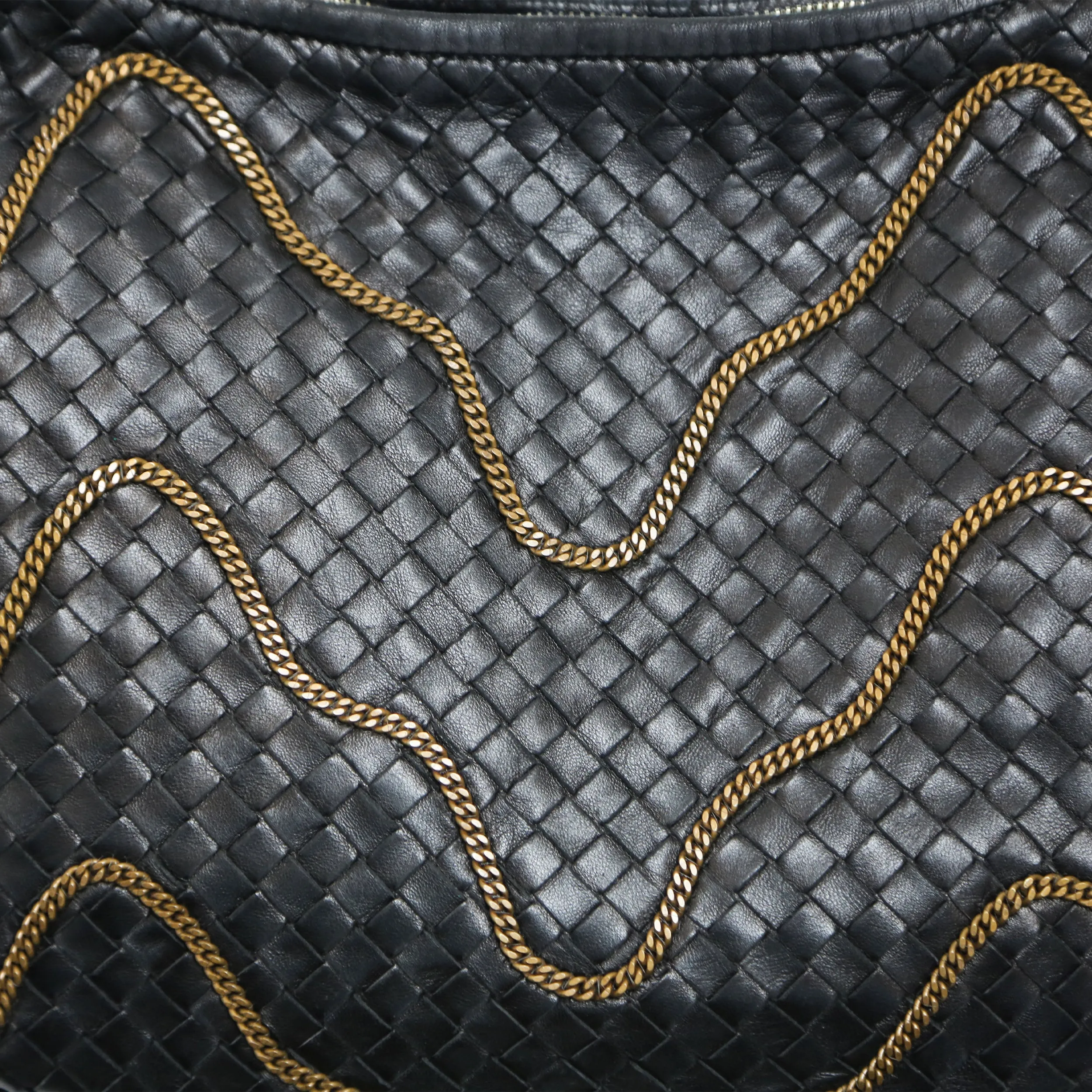 Intrecciato with chain Hobo Bag