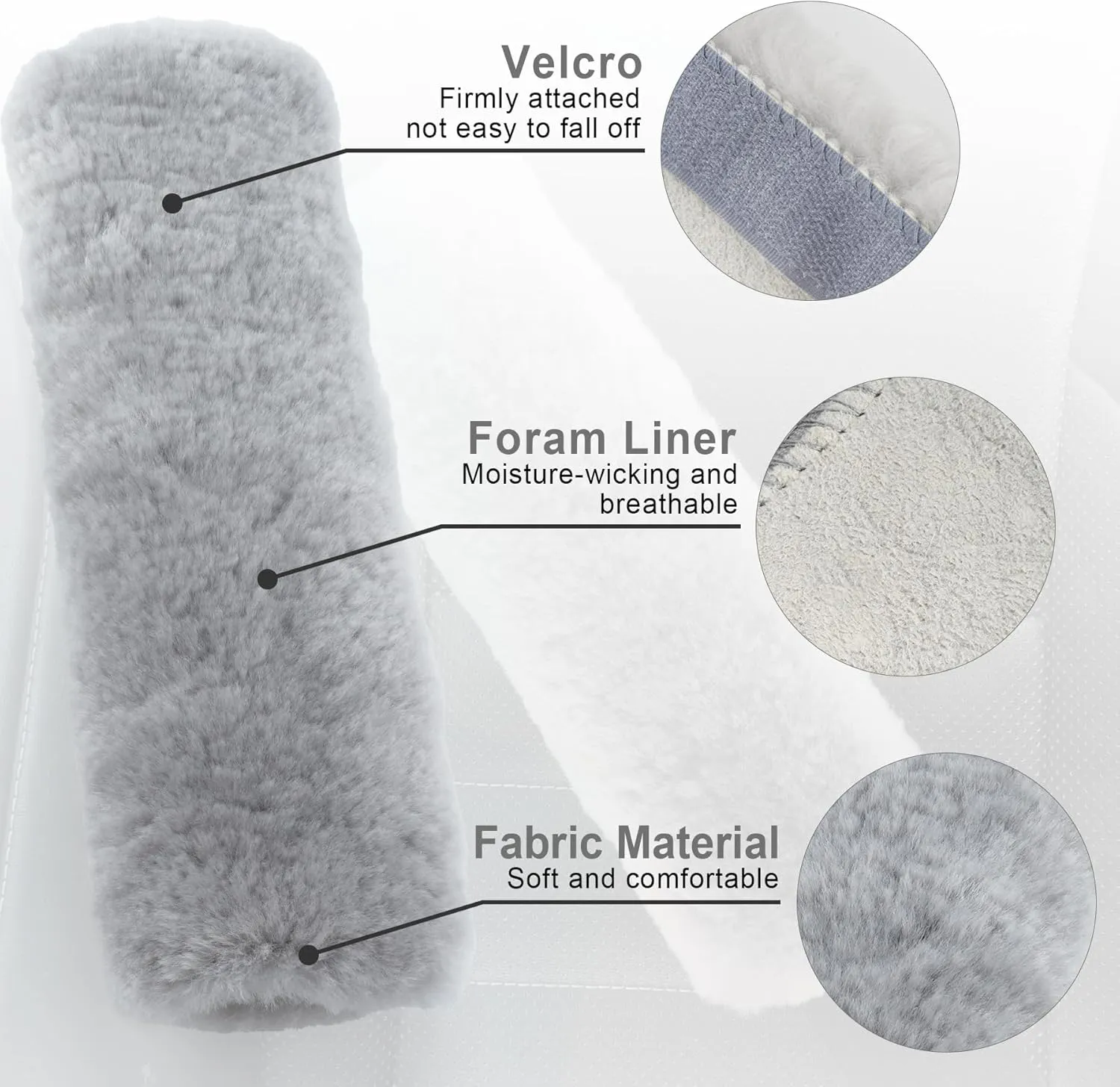 JUSTTOP Car Sheepskin seat Belt Cover pad, 2-Pack Seatbelt Cushion for A More Comfortable Driving,Seatbelt Covers Shoulder Strap Covers Harness Pad for Car Interior Accessories(Grey)