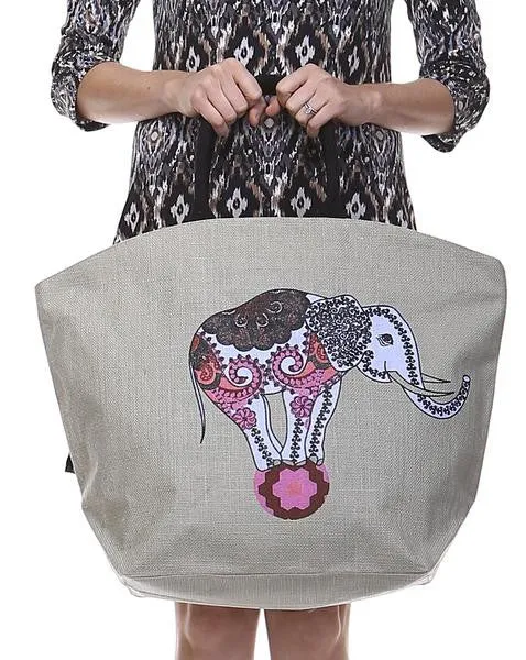 Jute Beach Tote - Elephants (Multiple Designs)