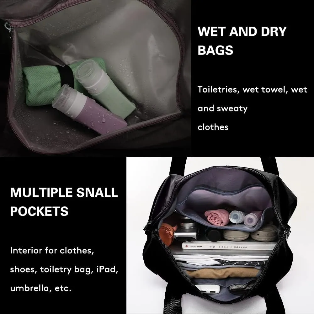 Large Capacity Folding Travel Bag with Dry and Wet Separation - Portable Expansion Duffel Bag