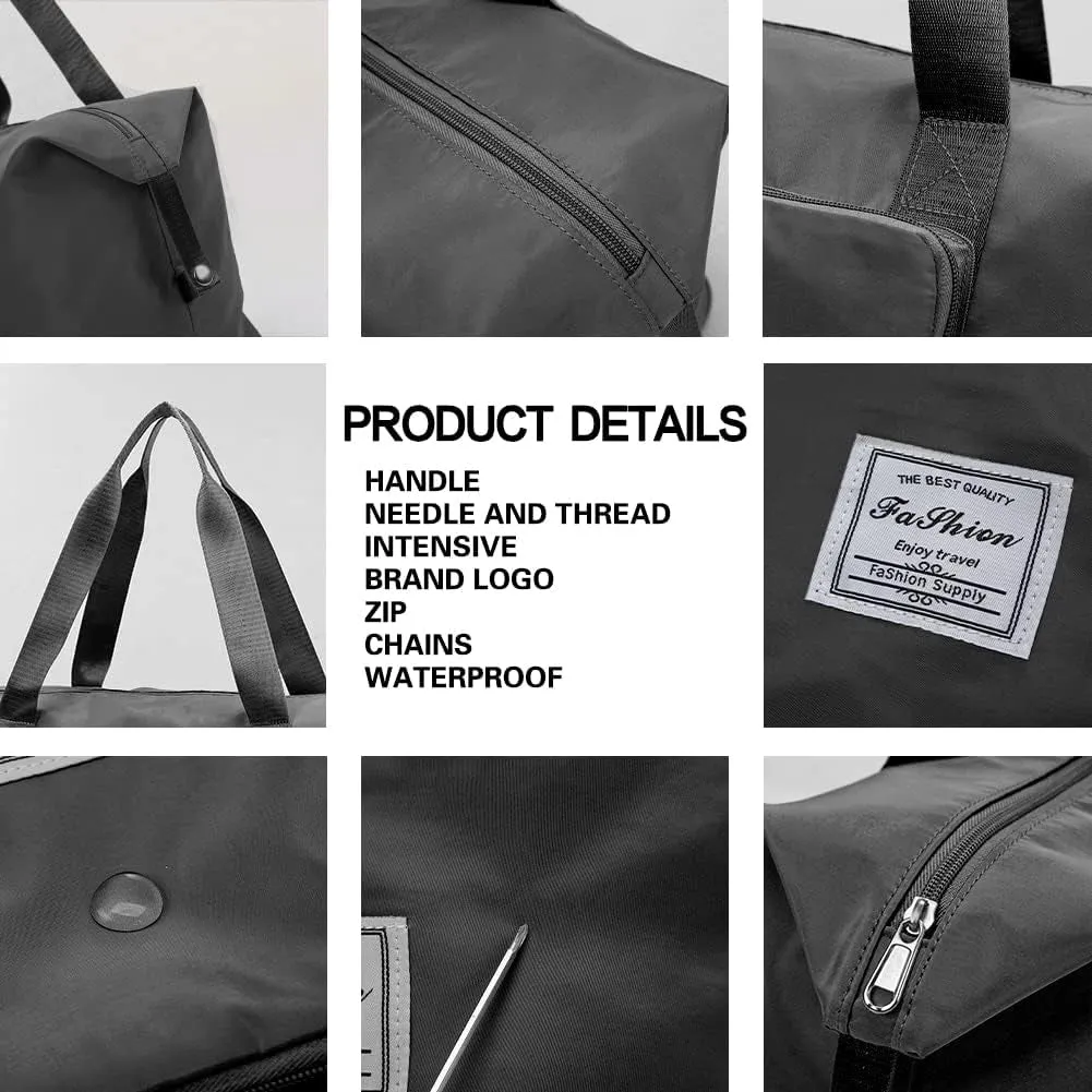 Large Capacity Folding Travel Bag with Dry and Wet Separation - Portable Expansion Duffel Bag