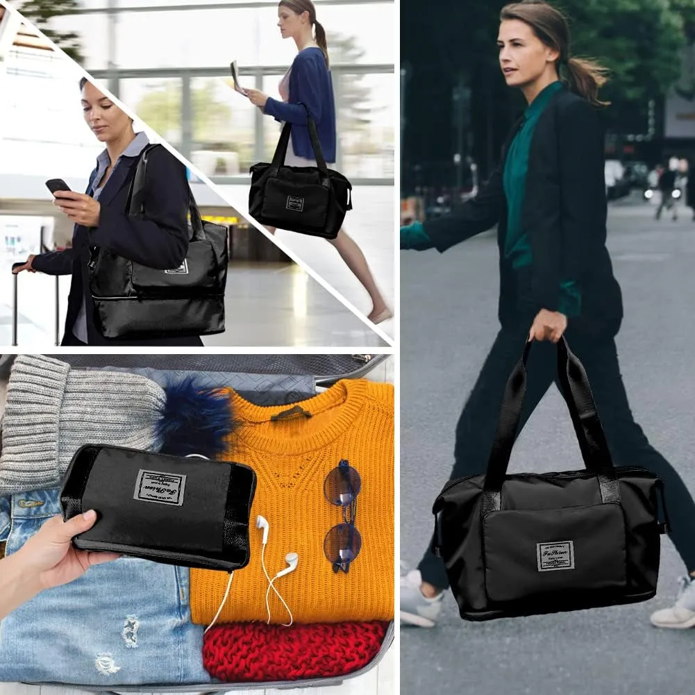 Large Capacity Folding Travel Bag with Dry and Wet Separation - Portable Expansion Duffel Bag