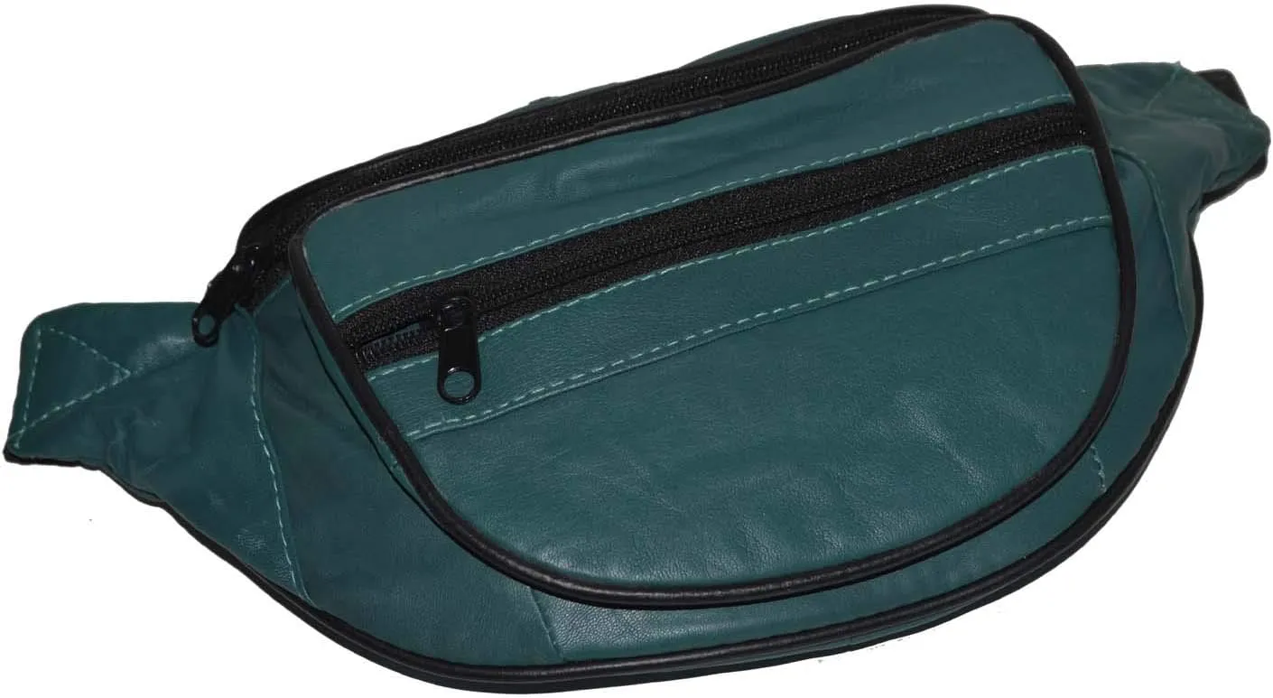 Leatherboss Genuine Leather Designer Travel Fanny Pack Holder Bag with Waist Belt, Green