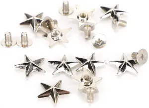 Leopacat Leather Rivets, Rivets for Leather Crafting, Star Shape Rivet, Tacks Spikes for Clothing Bags Belts Dog Collar Shoes DIY Leather Craft Decoration Accessories 50 Sets
