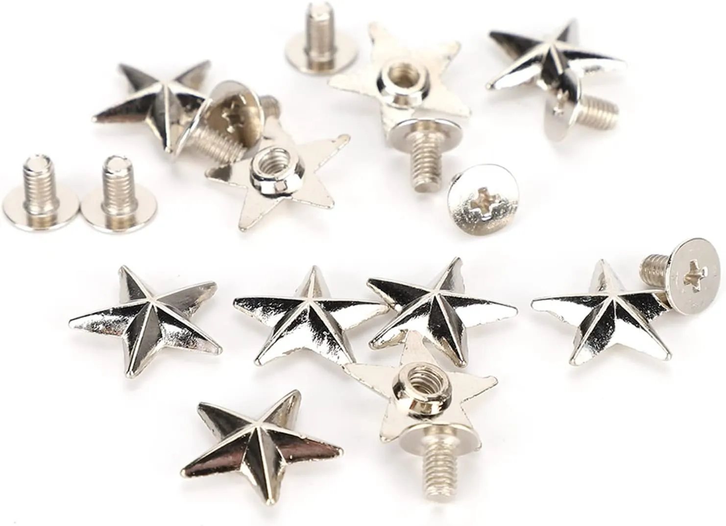 Leopacat Leather Rivets, Rivets for Leather Crafting, Star Shape Rivet, Tacks Spikes for Clothing Bags Belts Dog Collar Shoes DIY Leather Craft Decoration Accessories 50 Sets
