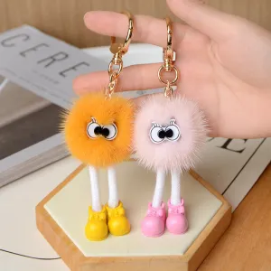 Long-legged Fur Ball Car Keychain Backpack Accessory