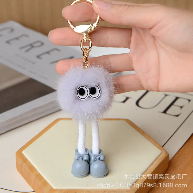 Long-legged Fur Ball Car Keychain Backpack Accessory
