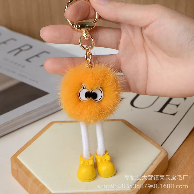 Long-legged Fur Ball Car Keychain Backpack Accessory