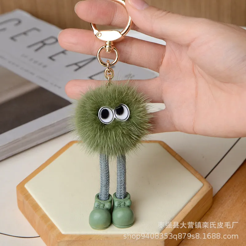 Long-legged Fur Ball Car Keychain Backpack Accessory