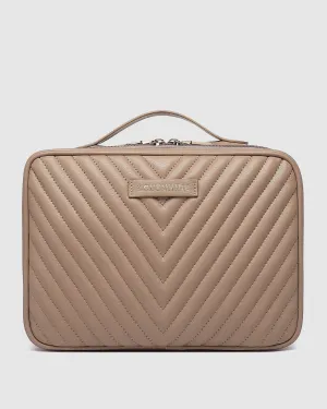 MAGGIE QUILTED COSMETIC CASE COFFEE