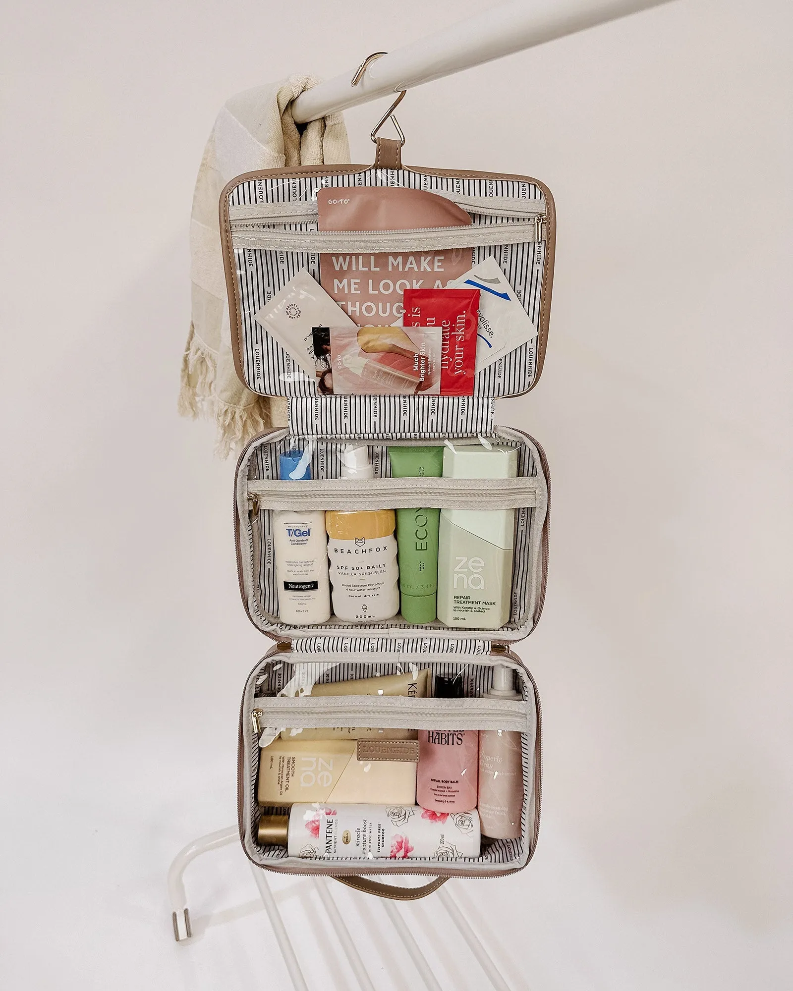 MAGGIE QUILTED COSMETIC CASE COFFEE