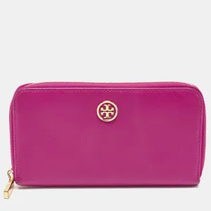 Majenta Saffiano Leather Robinson Zip Around Wallet