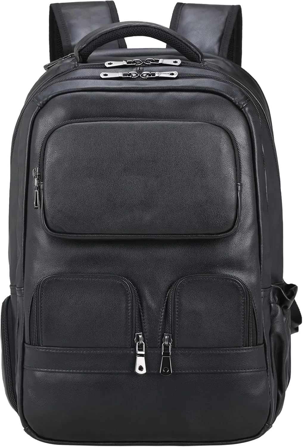 Masa Kawa Genuine Leather 15.6 Inch Laptop Backpack for Men Black Large Business Travel Rucksack Bag Overnight Daypack
