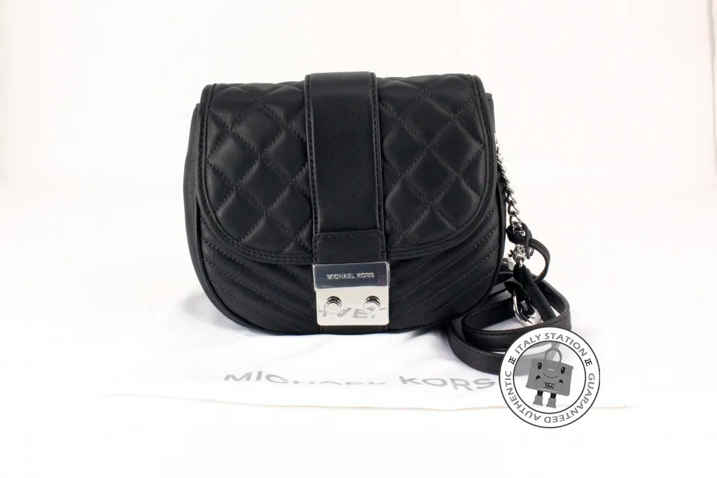 Michael Kors 30H5SEXM2L Elisa  Medium  Black / 001 Calfskin Messenger Bags Shw