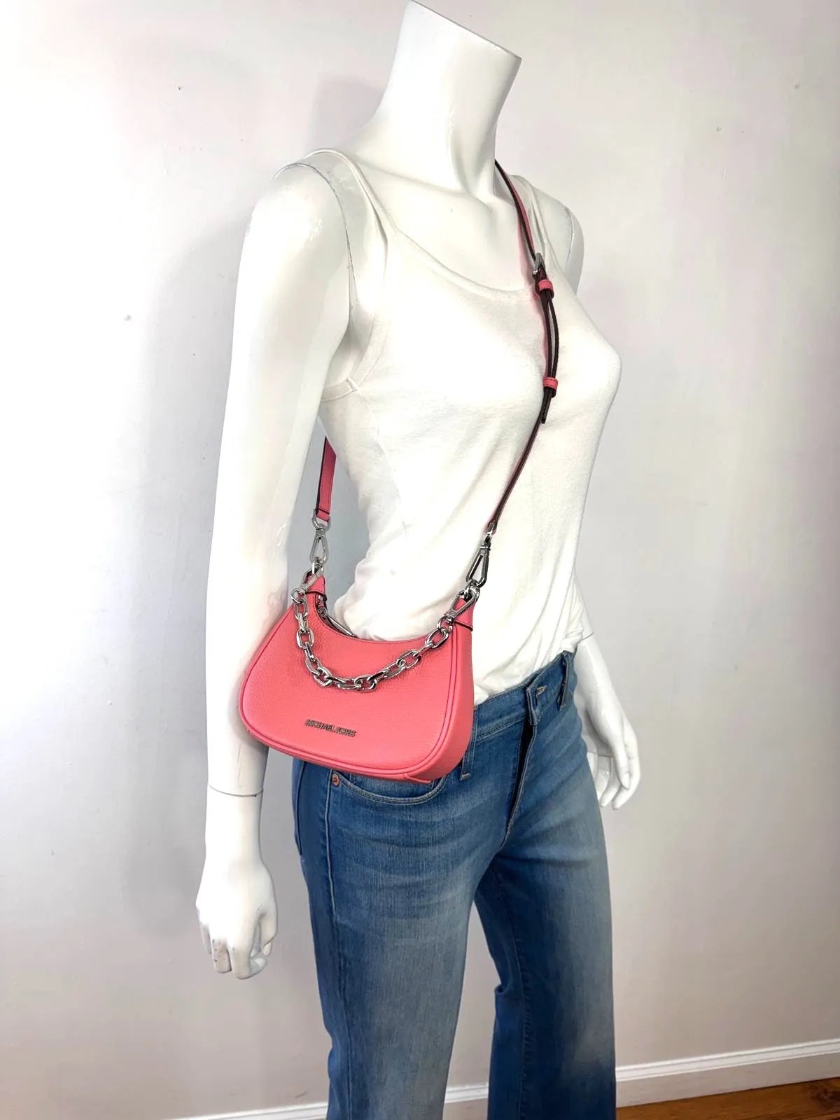 MICHAEL KORS CORA MINI PEBBELED LEATHER CROSSBODY POCHETTE