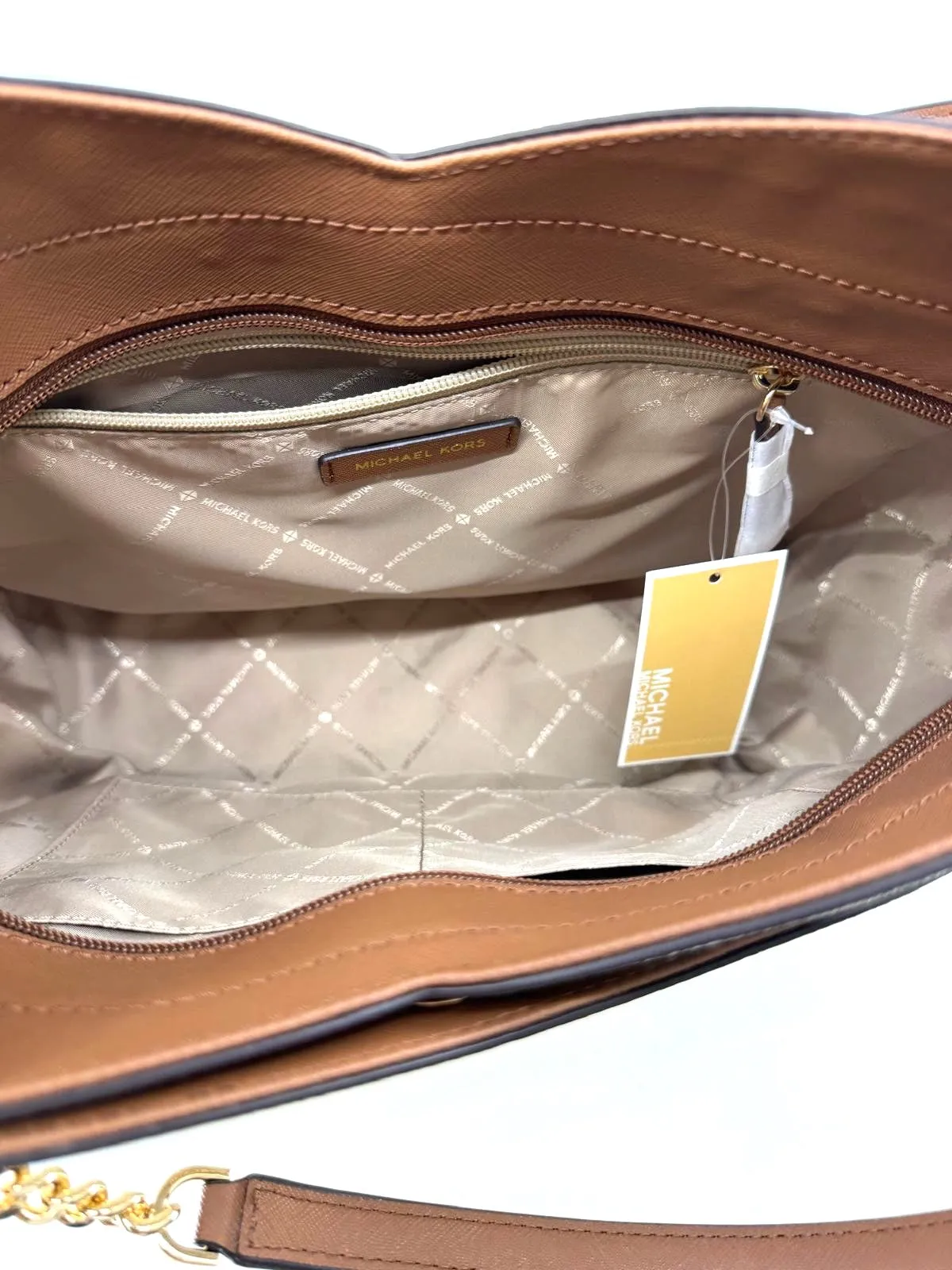 MICHAEL KORS JET SET TRAVEL LARGE CHAIN TOTE BAG