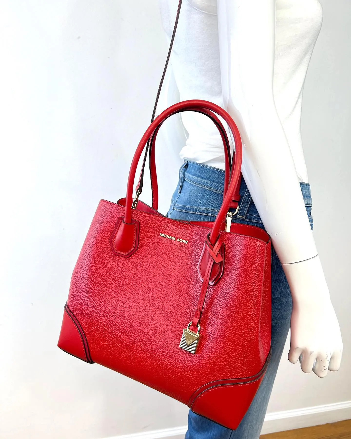 MICHAEL KORS MERCER GALLERY MEDIUM LEATHER TOTE BAG