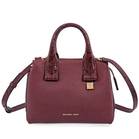 MICHAEL KORS ROLLINS PYTHON EMBOSSED SATCHEL