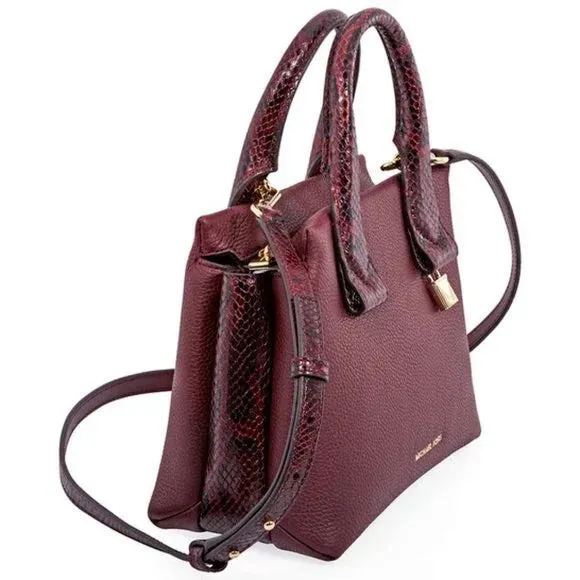 MICHAEL KORS ROLLINS PYTHON EMBOSSED SATCHEL