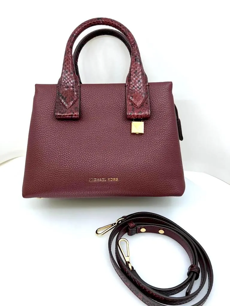 MICHAEL KORS ROLLINS PYTHON EMBOSSED SATCHEL
