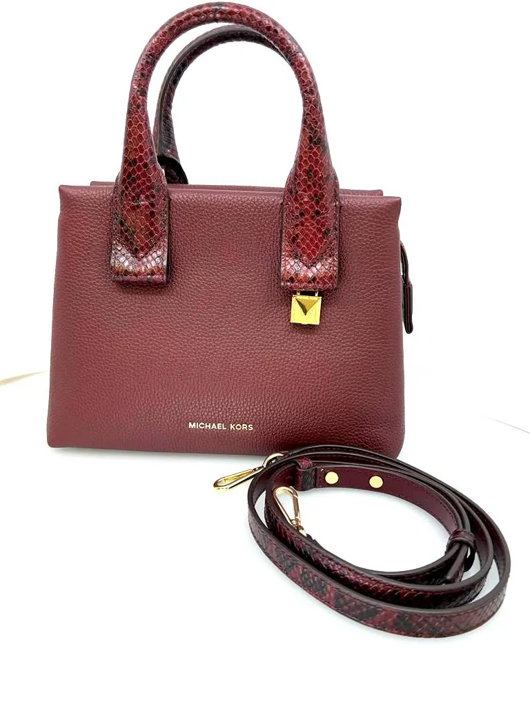 MICHAEL KORS ROLLINS PYTHON EMBOSSED SATCHEL