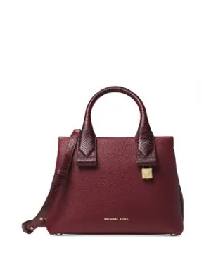 MICHAEL KORS ROLLINS PYTHON EMBOSSED SATCHEL