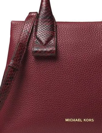 MICHAEL KORS ROLLINS PYTHON EMBOSSED SATCHEL