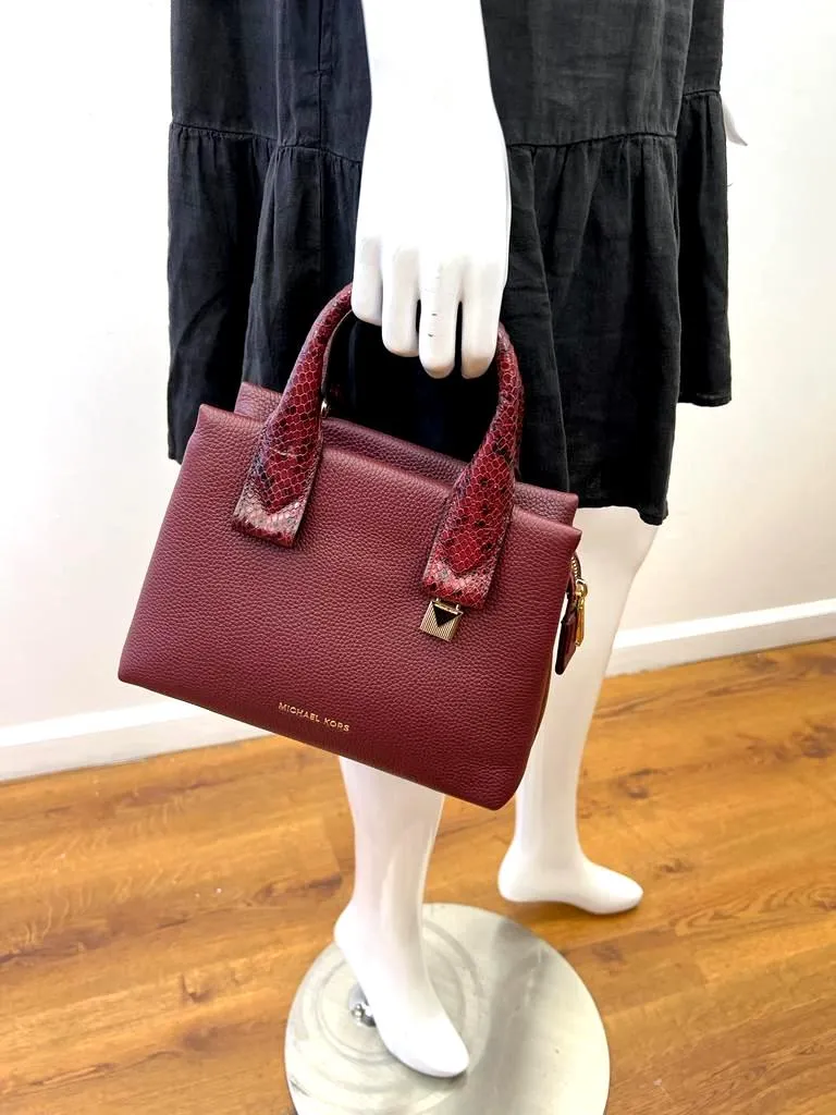 MICHAEL KORS ROLLINS PYTHON EMBOSSED SATCHEL