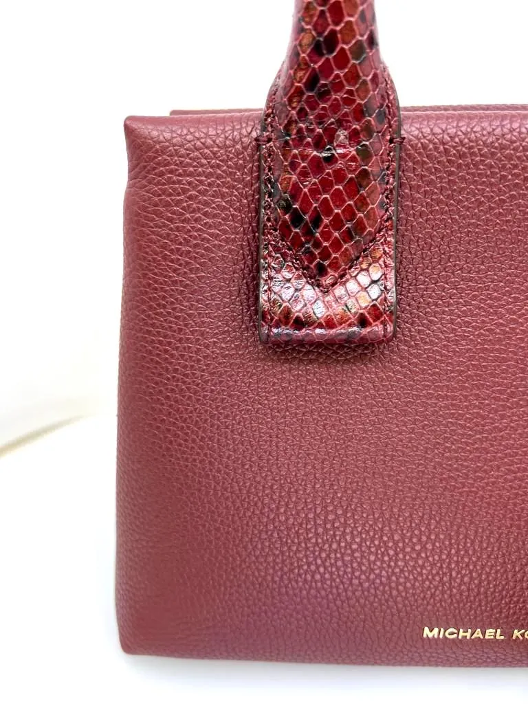 MICHAEL KORS ROLLINS PYTHON EMBOSSED SATCHEL