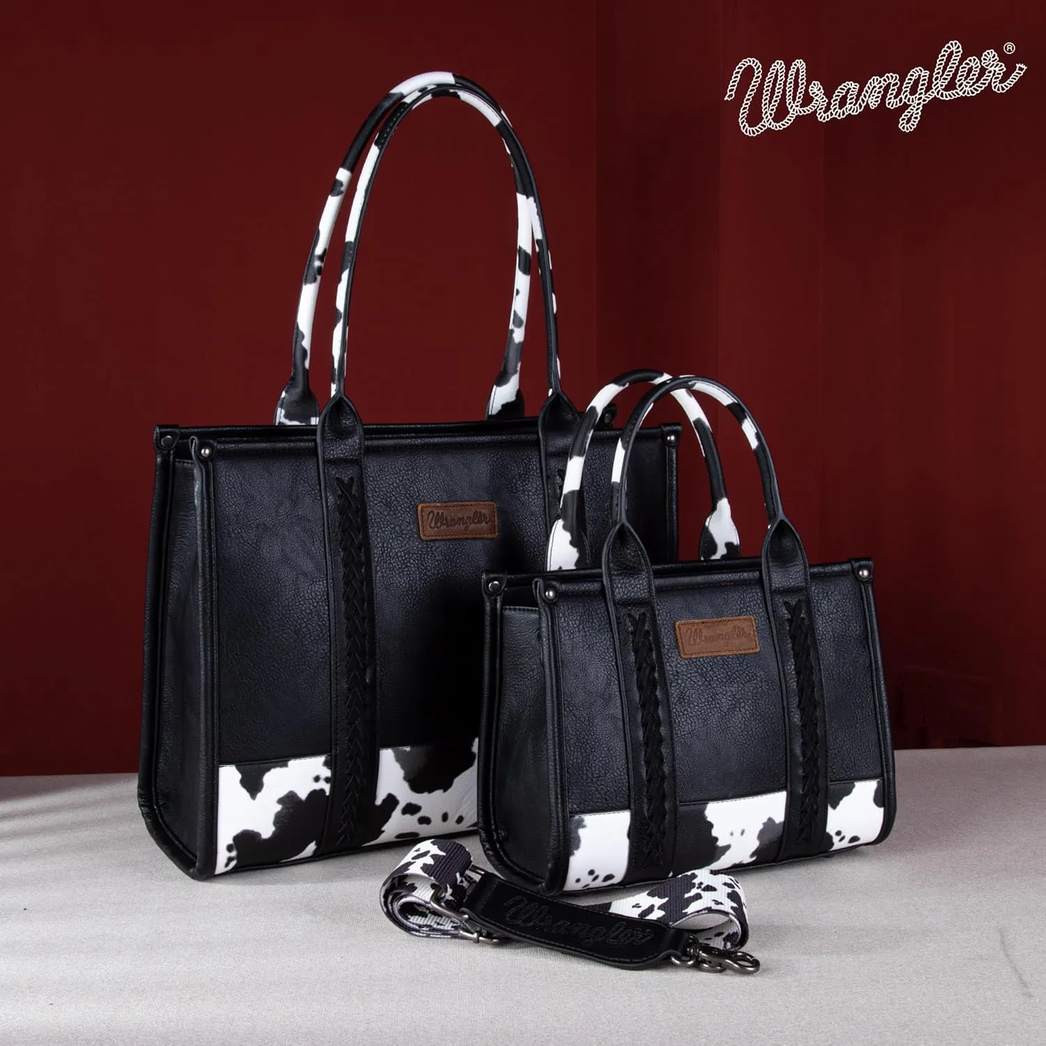Montana West  Wrangler Tote Bag for Women Western Cow Print Purse Designer Top Handle Handbags