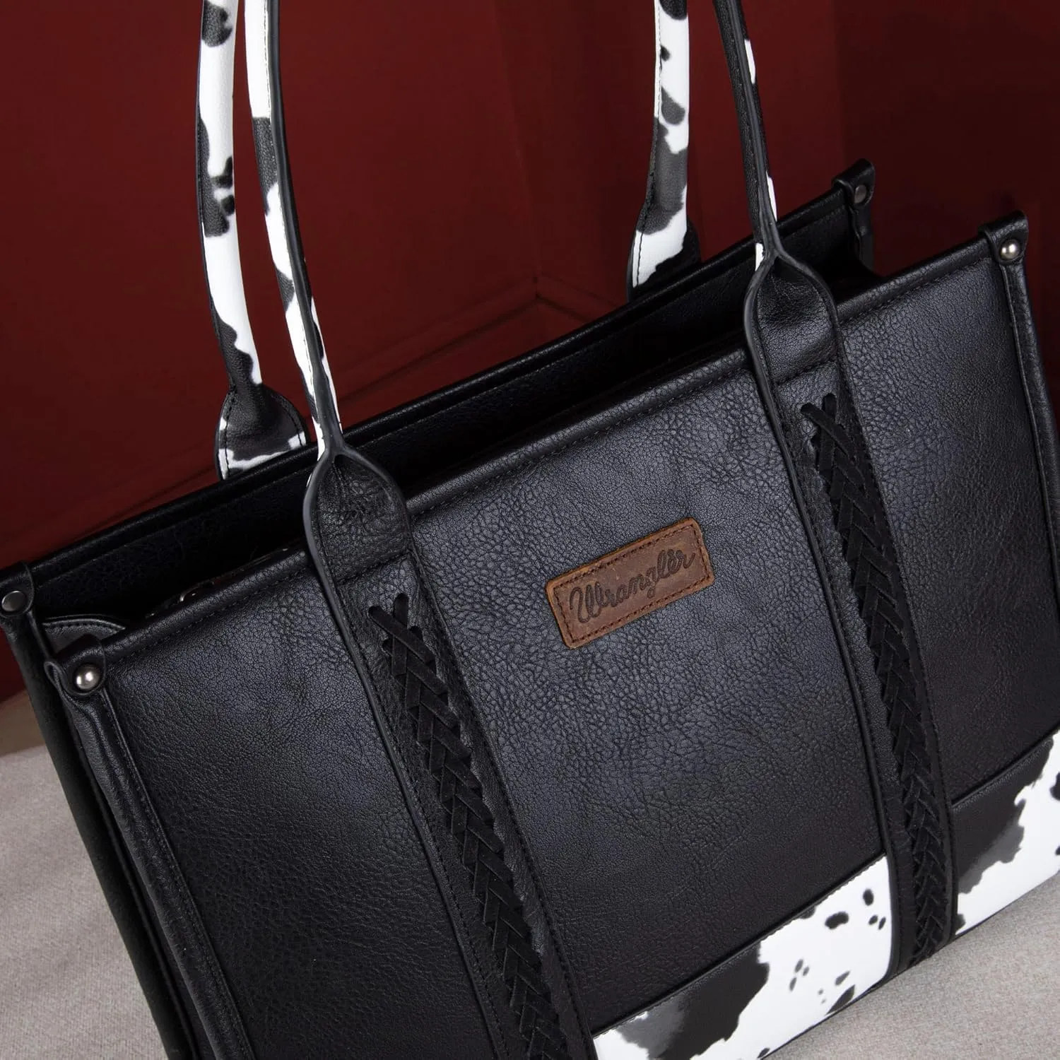 Montana West  Wrangler Tote Bag for Women Western Cow Print Purse Designer Top Handle Handbags