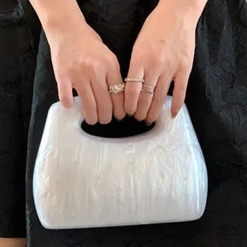 Pearlescent Acrylic Box Clutch - 4 Colors