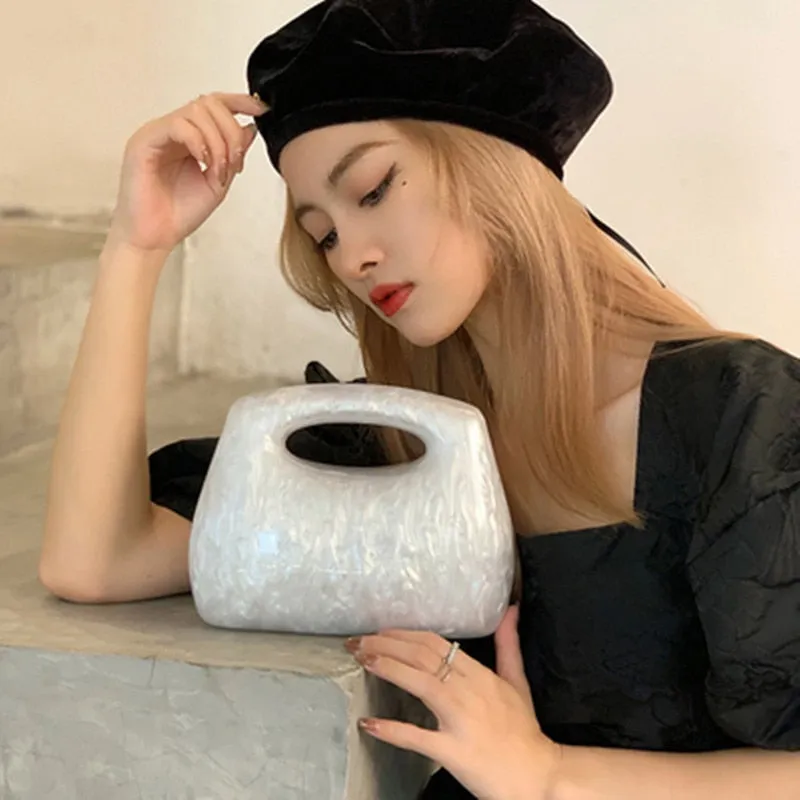 Pearlescent Acrylic Box Clutch - 4 Colors