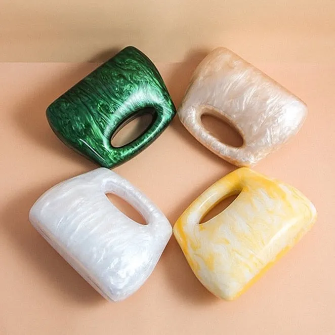 Pearlescent Acrylic Box Clutch - 4 Colors
