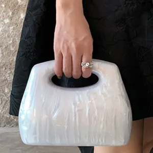 Pearlescent Acrylic Box Clutch - 4 Colors