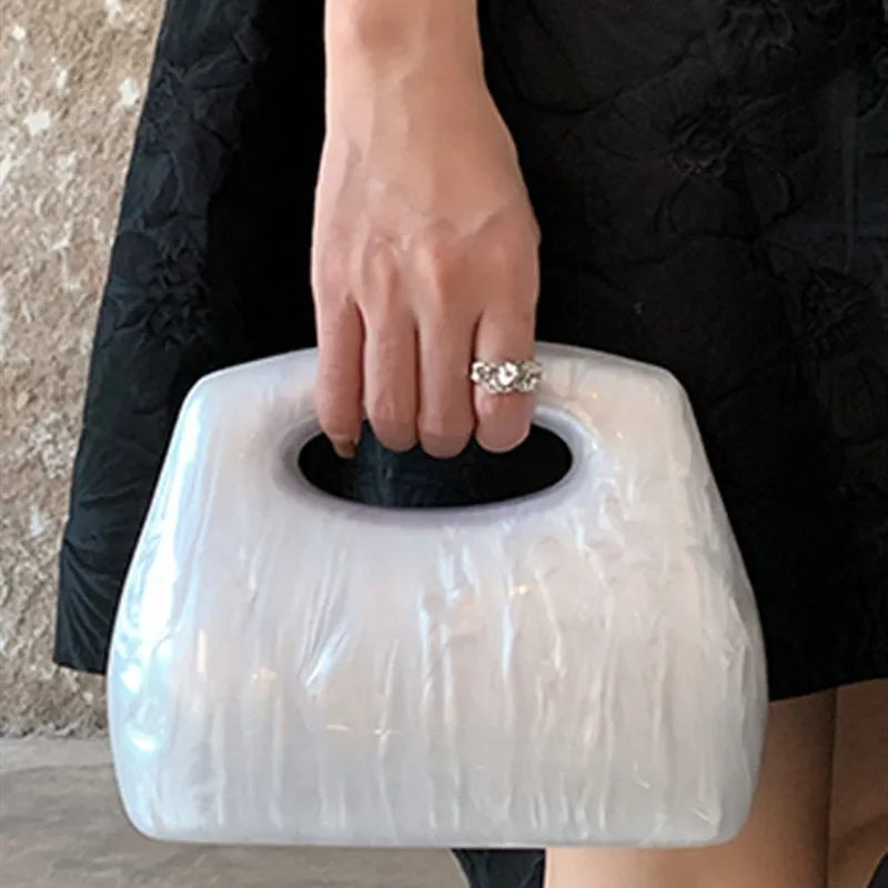 Pearlescent Acrylic Box Clutch - 4 Colors