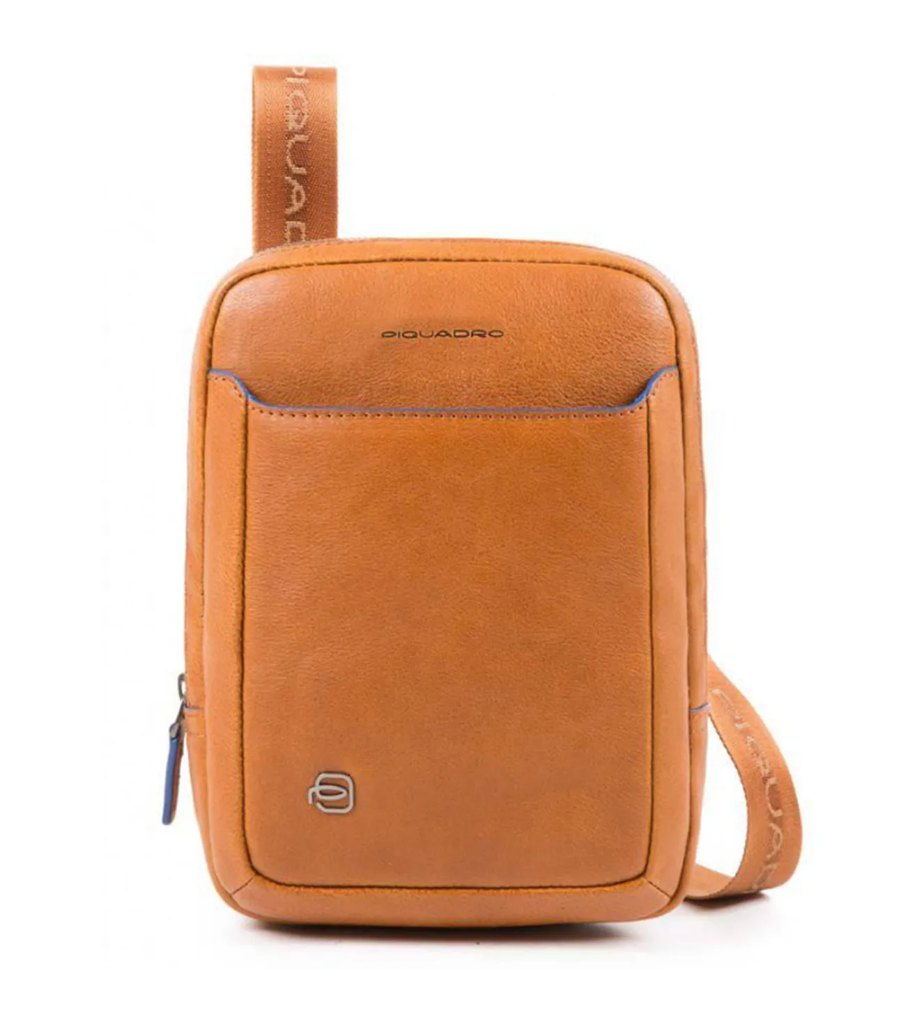 Piquadro Blue Square Unisex Tobacco Crossbody Bag