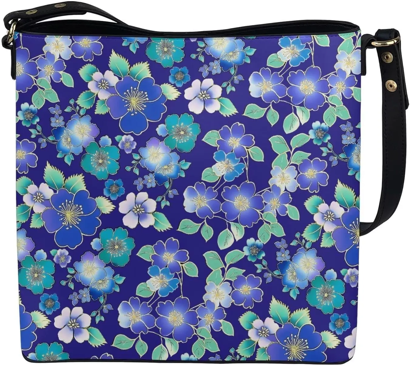 PU Leather Purse for Women Vintage Floral Bucket Tote Bag Crossbody Hobo Handbag, Skulls Satchel Shoulder Tote Bags