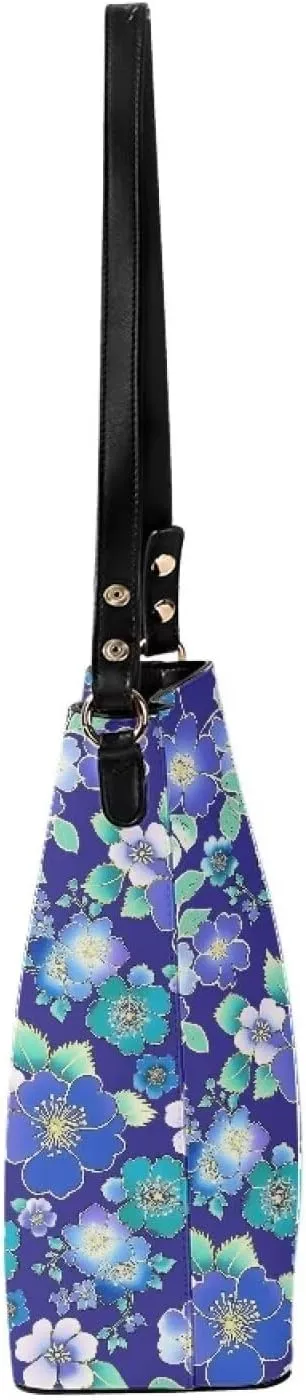 PU Leather Purse for Women Vintage Floral Bucket Tote Bag Crossbody Hobo Handbag, Skulls Satchel Shoulder Tote Bags