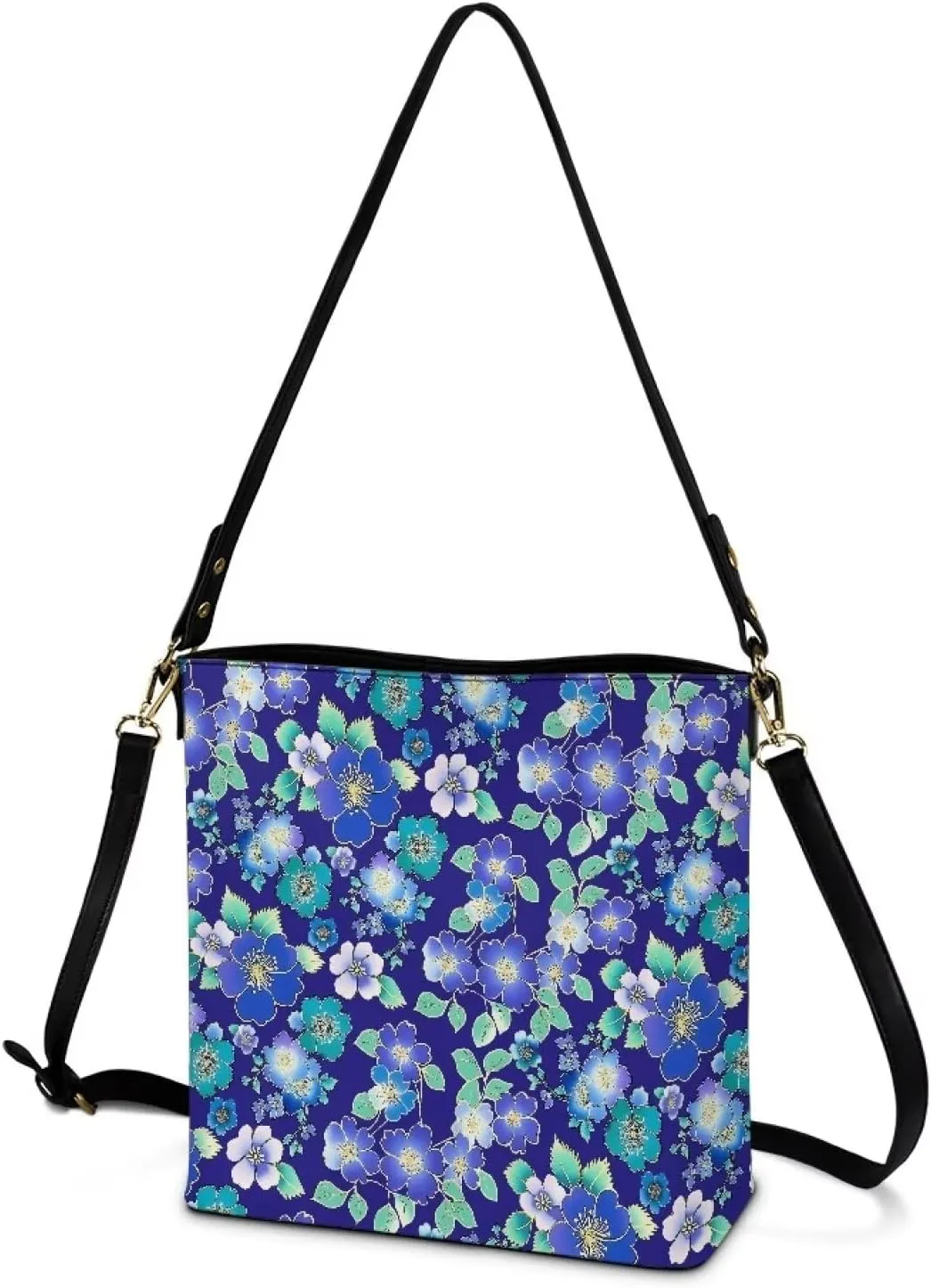 PU Leather Purse for Women Vintage Floral Bucket Tote Bag Crossbody Hobo Handbag, Skulls Satchel Shoulder Tote Bags