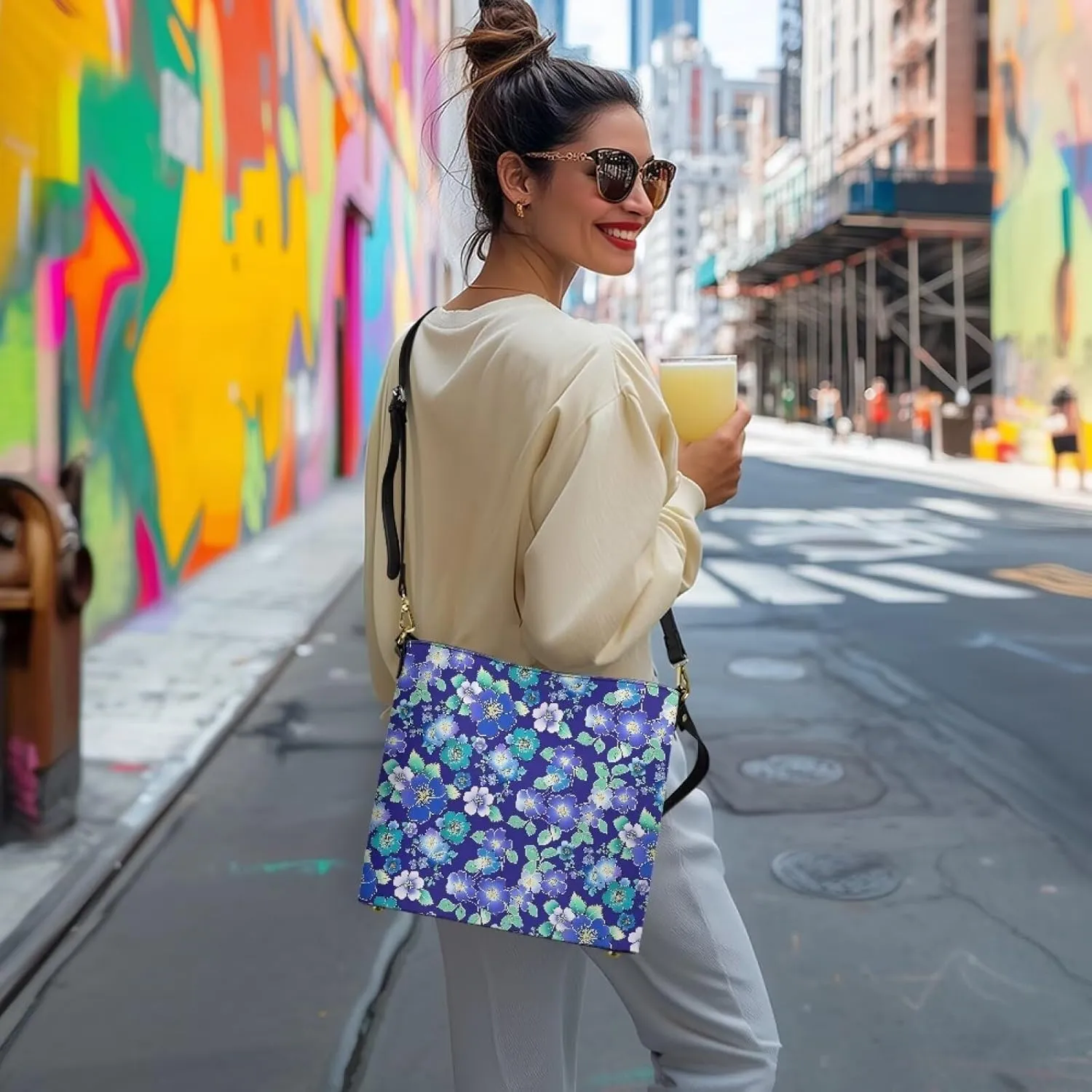 PU Leather Purse for Women Vintage Floral Bucket Tote Bag Crossbody Hobo Handbag, Skulls Satchel Shoulder Tote Bags