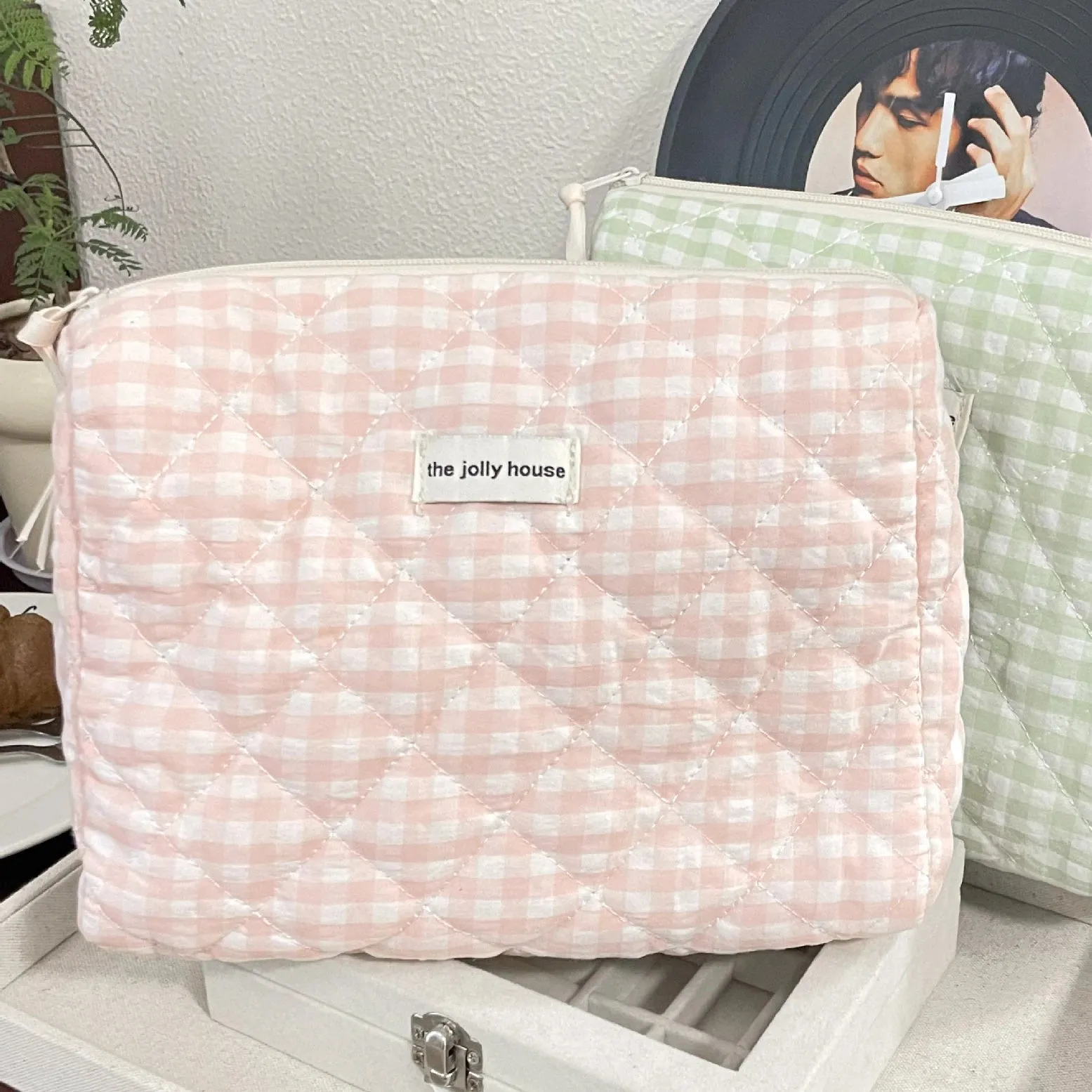 Quilted Cotton Ladies Travel Storage Bag Retro Cherry Design