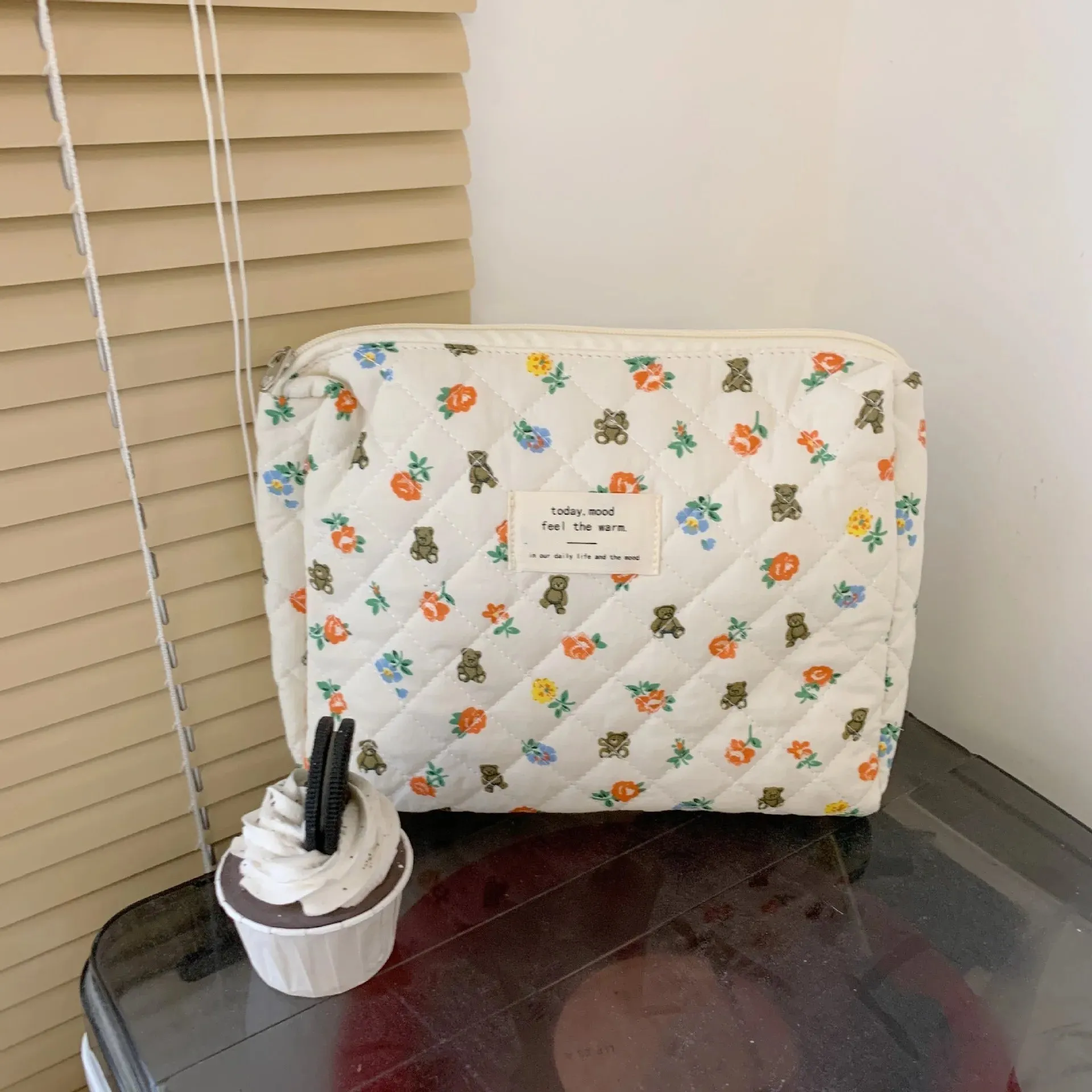Quilted Cotton Ladies Travel Storage Bag Retro Cherry Design